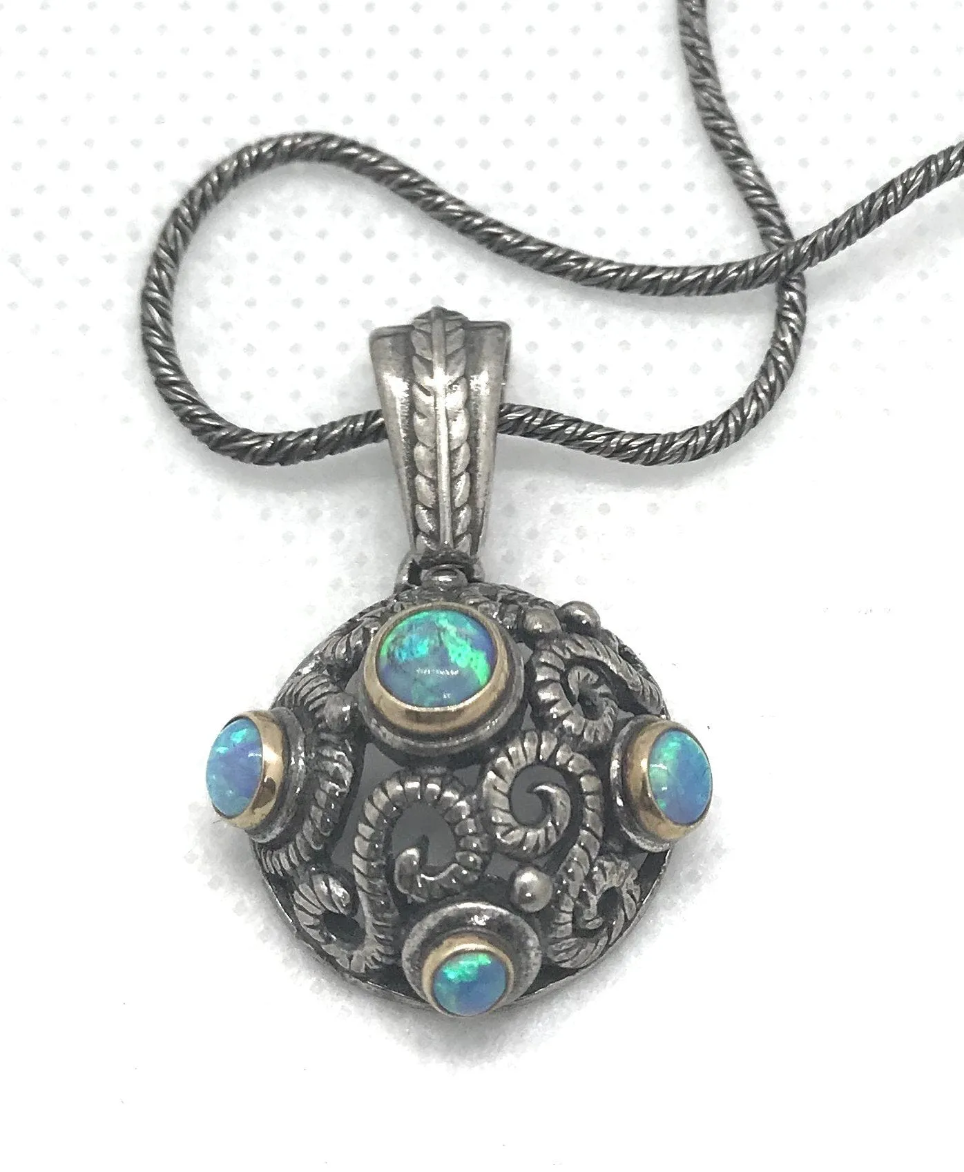 Israeli Dome Sterling Silver Opal Necklace Gift