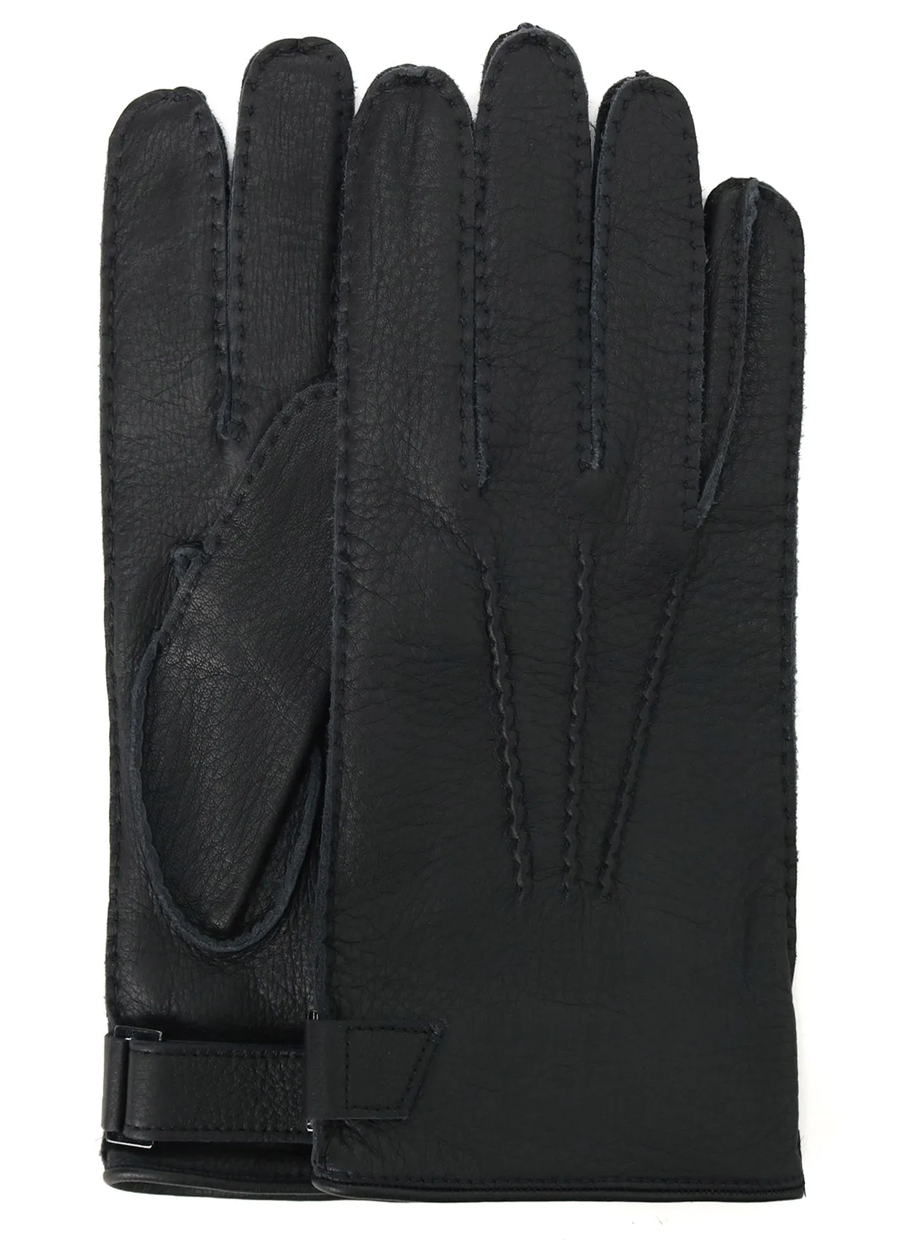 ITALIAN DEERSKIN STRAPPED SHORT GLOVES