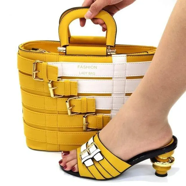 Italian Shoes and Matching Fashion Lady Bag for Weddings, Parties