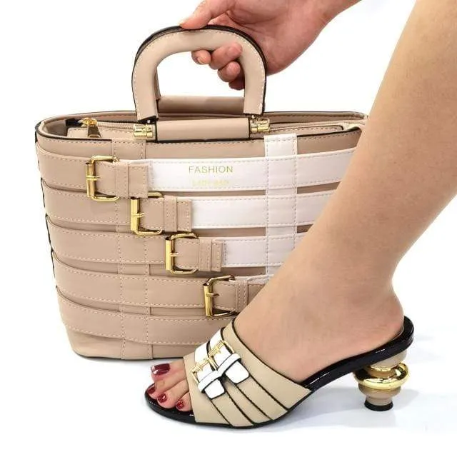 Italian Shoes and Matching Fashion Lady Bag for Weddings, Parties