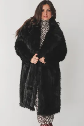 It’s Giving Luxury Black Faux Fur Long Coat