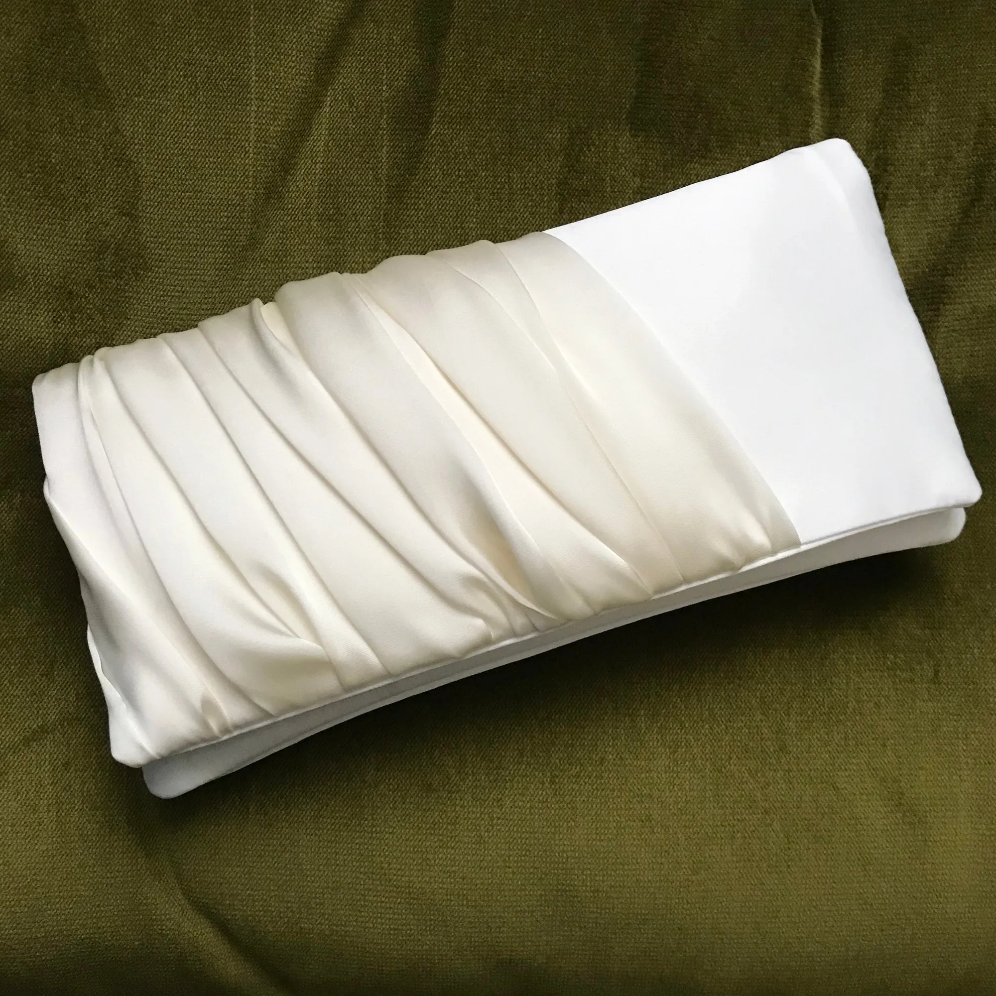 Ivory ruched satin wedding day clutch ELLA