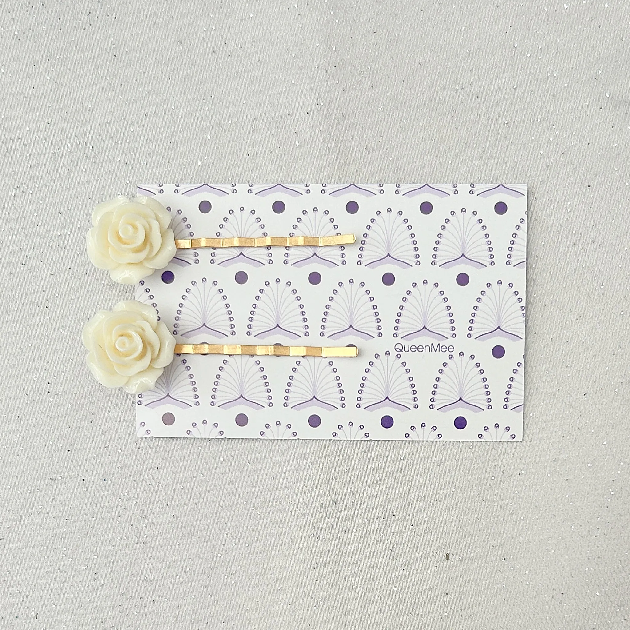 Ivory Slides Rose Hair Clip