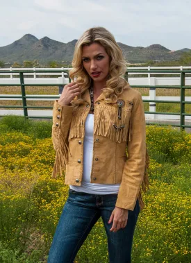 Jacket, Western Suede Leather with Fringe & Conchos, Multiple Colors - Style L152