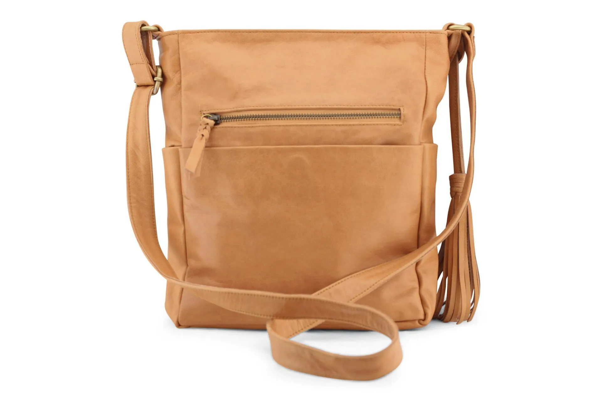 JADE LEATHER HANDBAG IN TAN ON SALE