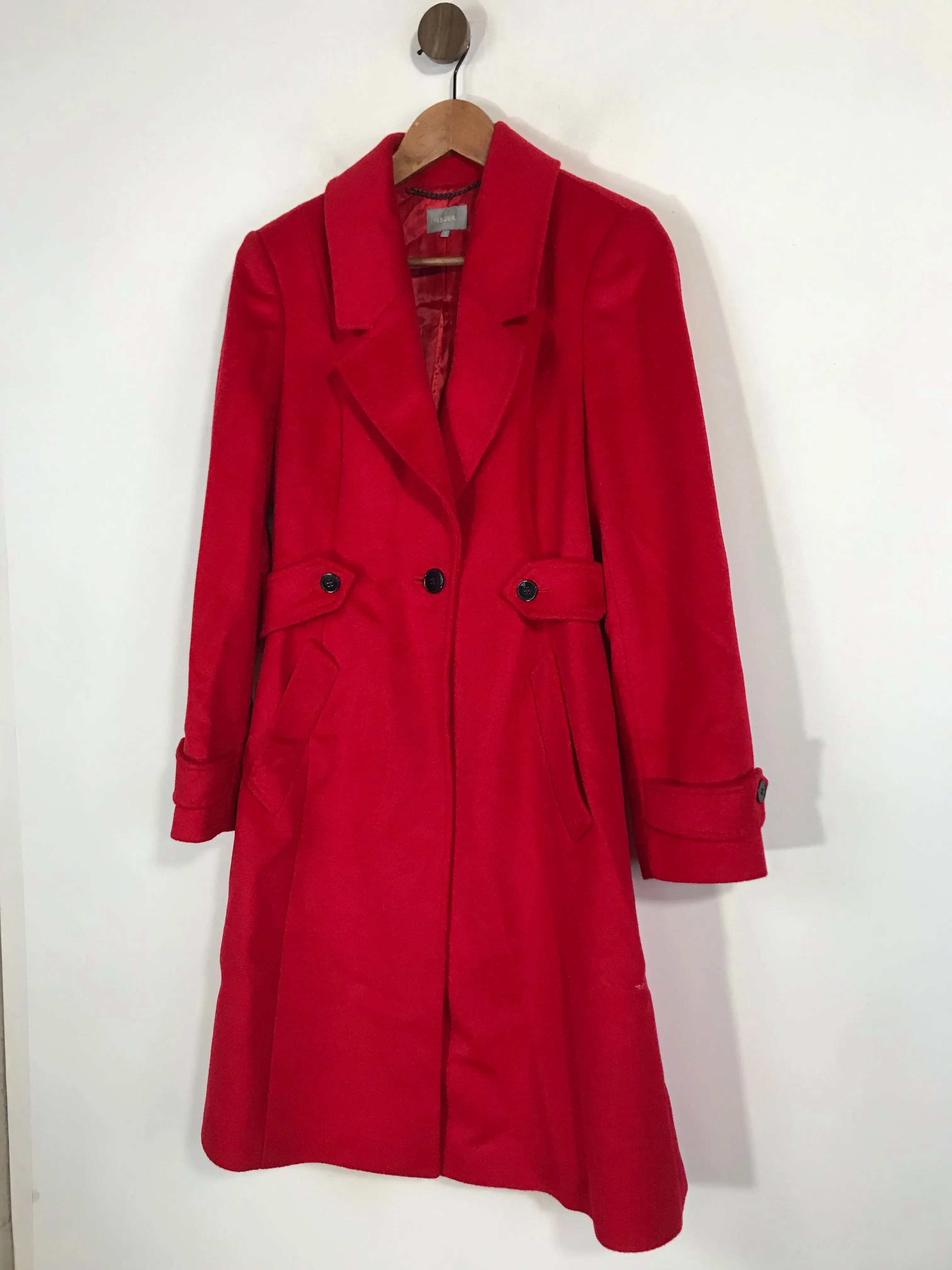 Jaeger Women's Wool Overcoat Coat | UK10 | Red