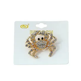 JAH23343-Rhinestone Crab Brooch