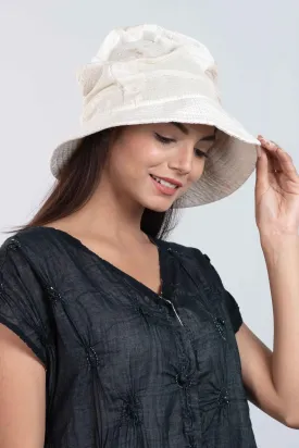 JAIPUR WHITE KANTHA FULL BRIM HAT - jw2889-ivy -