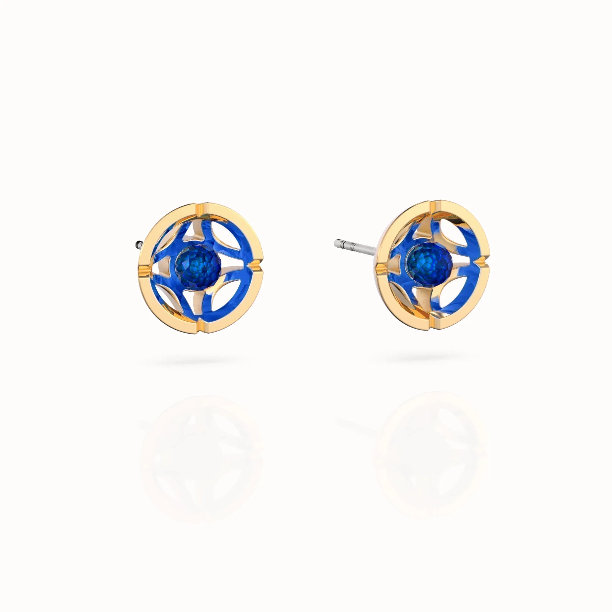 Jalan Besar Small Stud Earrings - Gold Vermeil - Sapphire