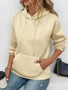 Jami Casual Long Sleeve Solid Color Hooded Sweatshirt