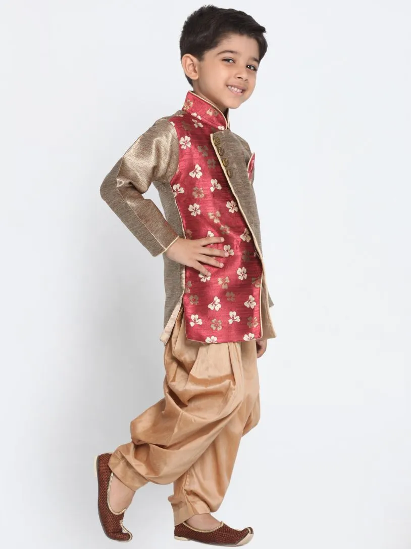 Jashvi Gold Cotton Silk Blend Kurta and Dhoti Pant Set