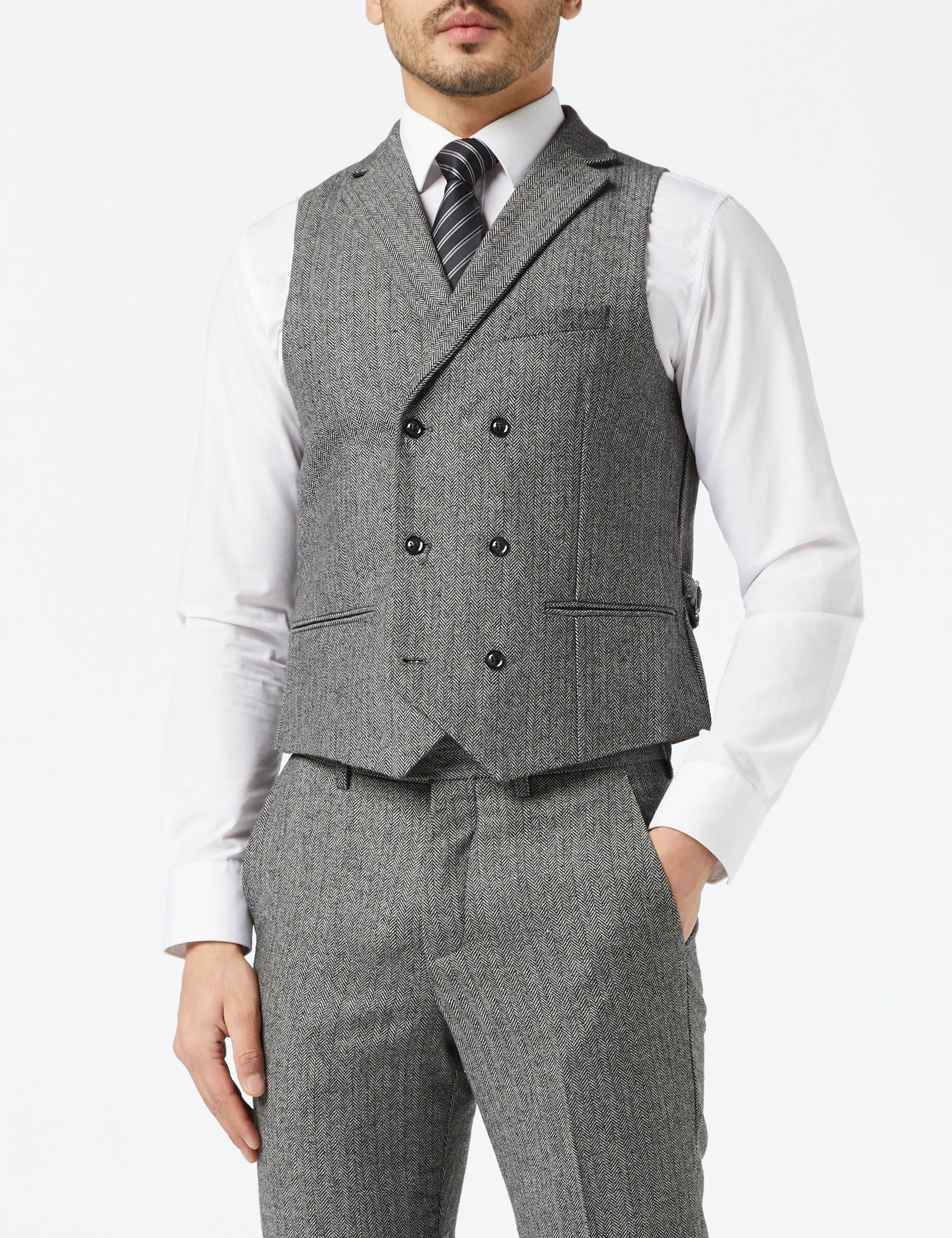 JAX - GREY HERRINGBONE TWEED SUIT