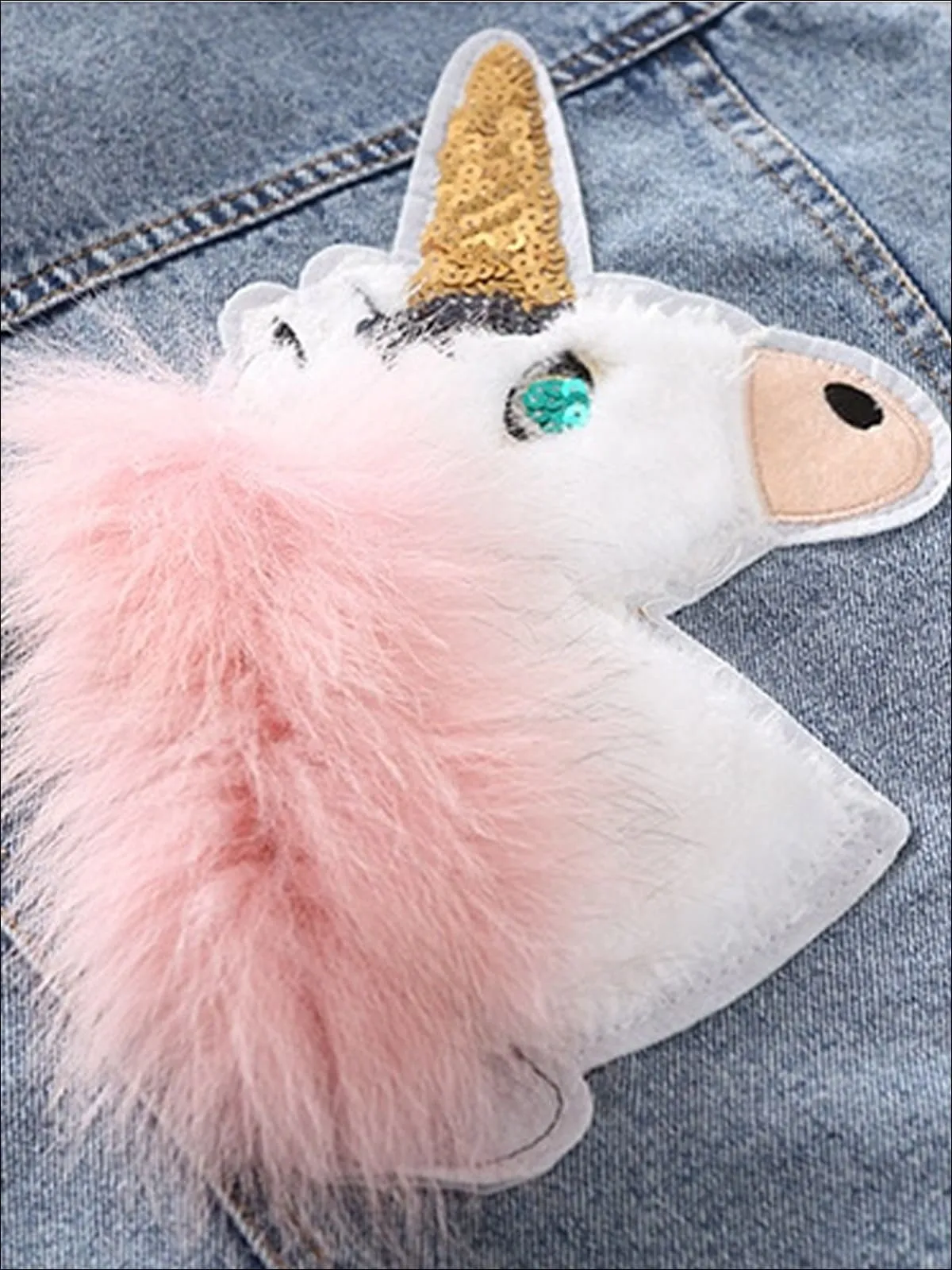 Jean Queen Unicorn Sequin Denim Jacket