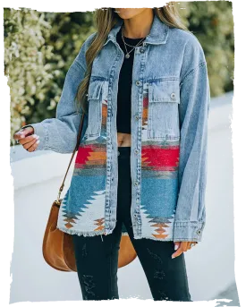 Jeans Casual Jackets 2022 Cowgirl jackets Western Denim Coat Ethnic Patchwork Denim Coat