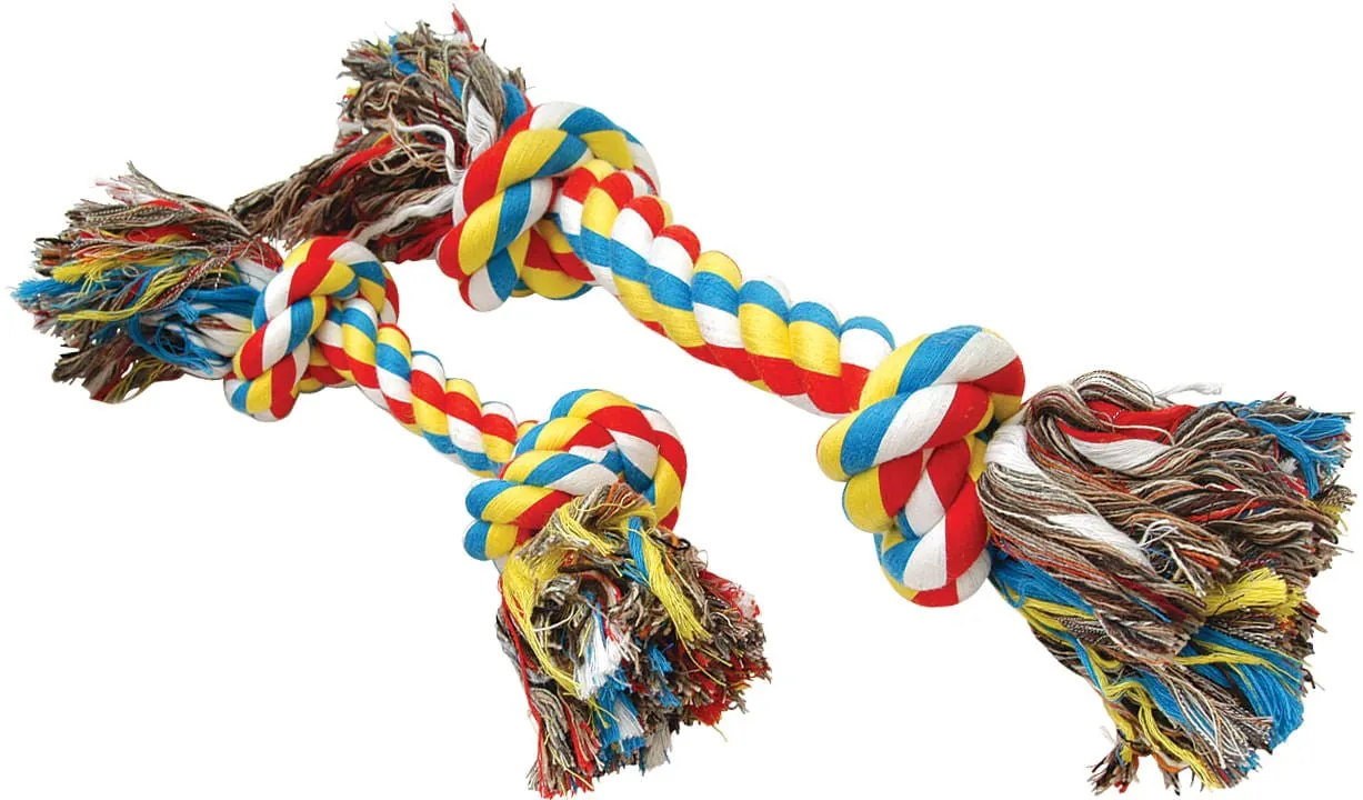 Jeffers Multicolored Braided Rope Bone Tug Toy