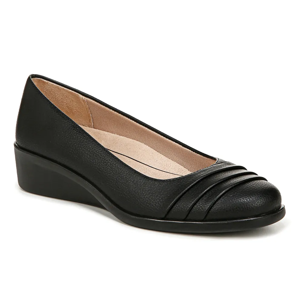 Jenna Round Toe Slip On Wedge Pumps