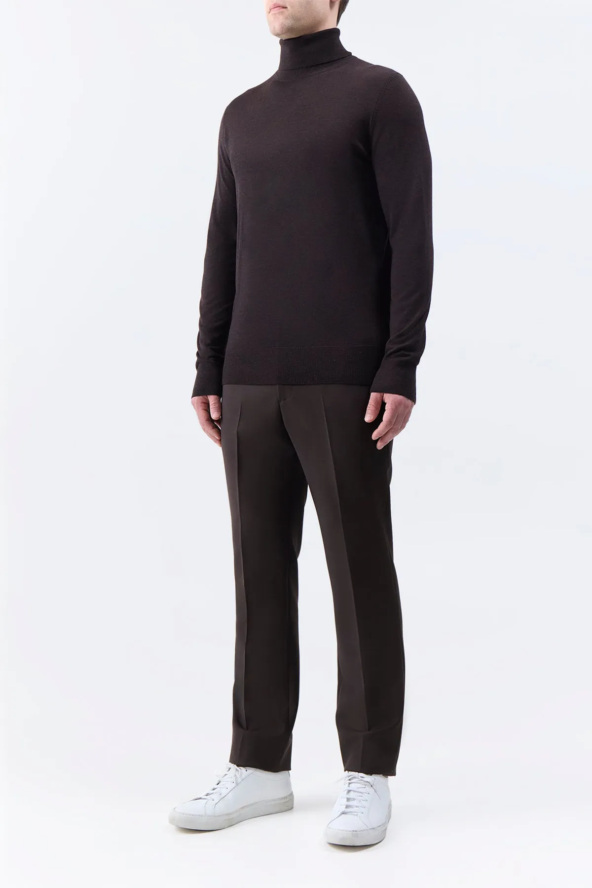 Jermaine Knit Turtleneck in Chocolate Merino Wool