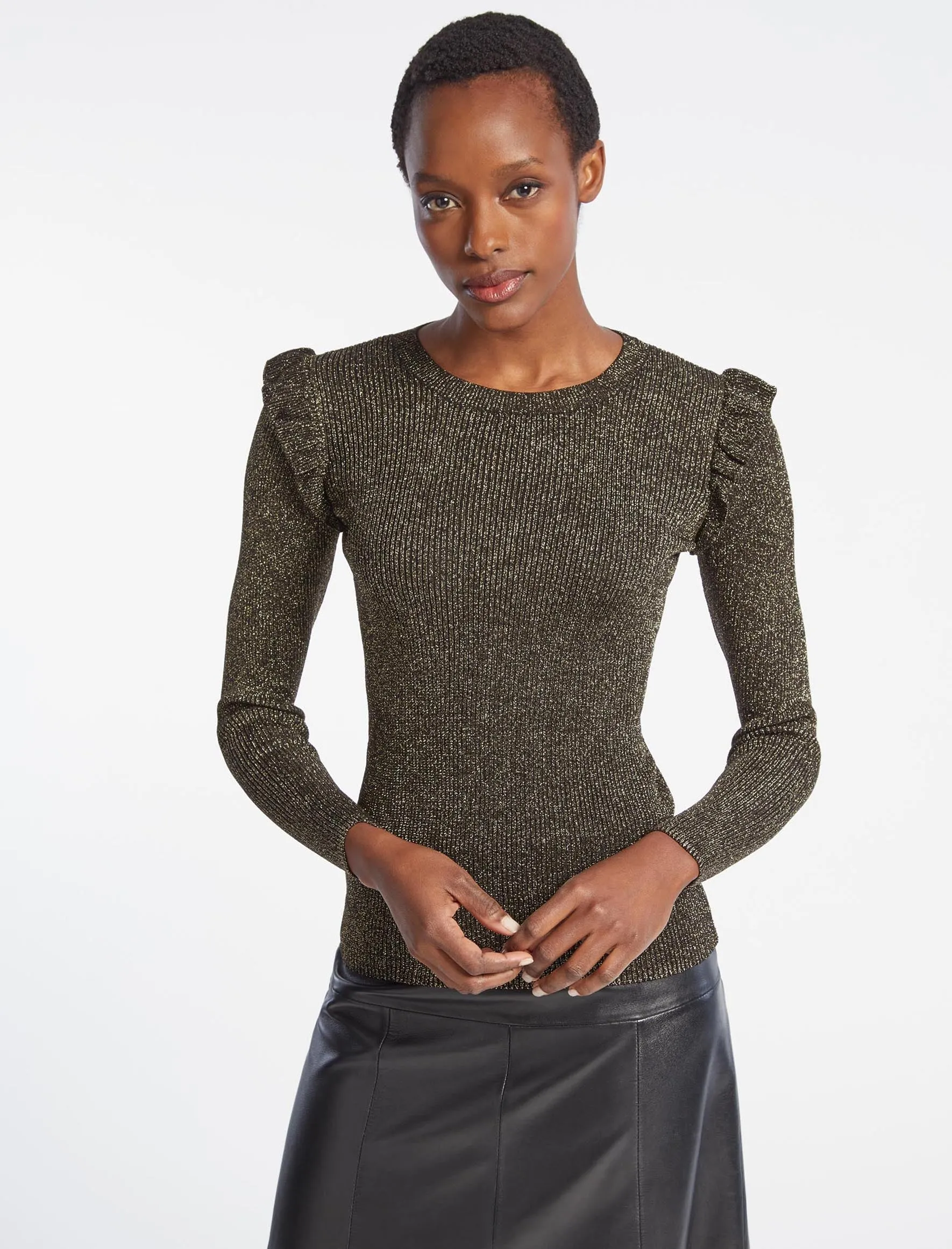 Jessie Lurex Metallic Jumper - Dark Gold