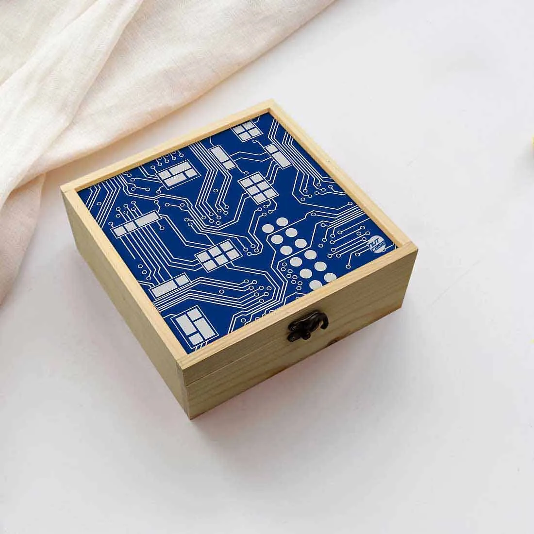 Jewellery Box Makepup Organizer -  Circuit Board Blue