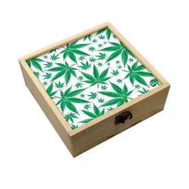 Jewellery Box Makepup Organizer -  Green Leaves