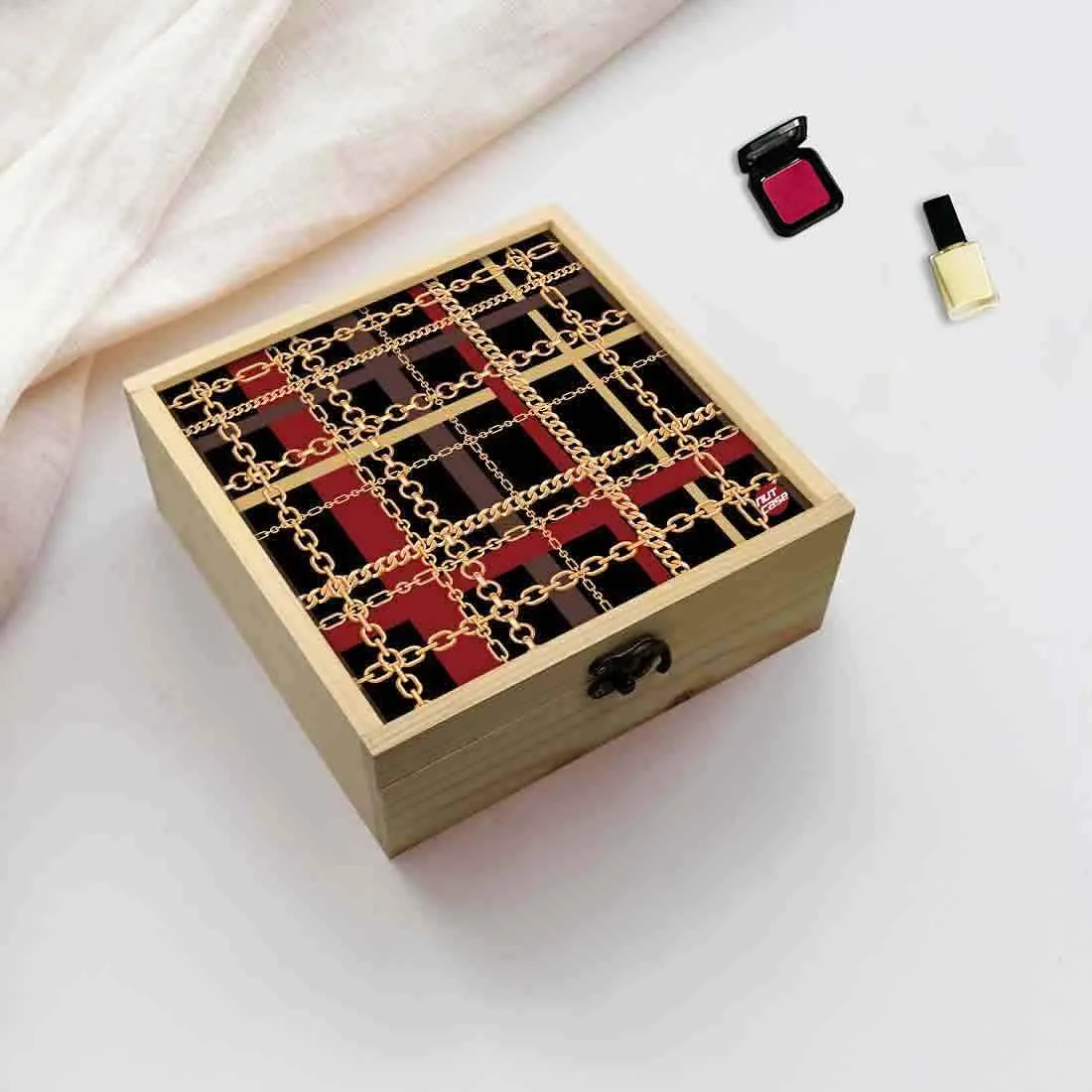 Jewellery Box Wooden Jewelry Organizer -  Golden Chain