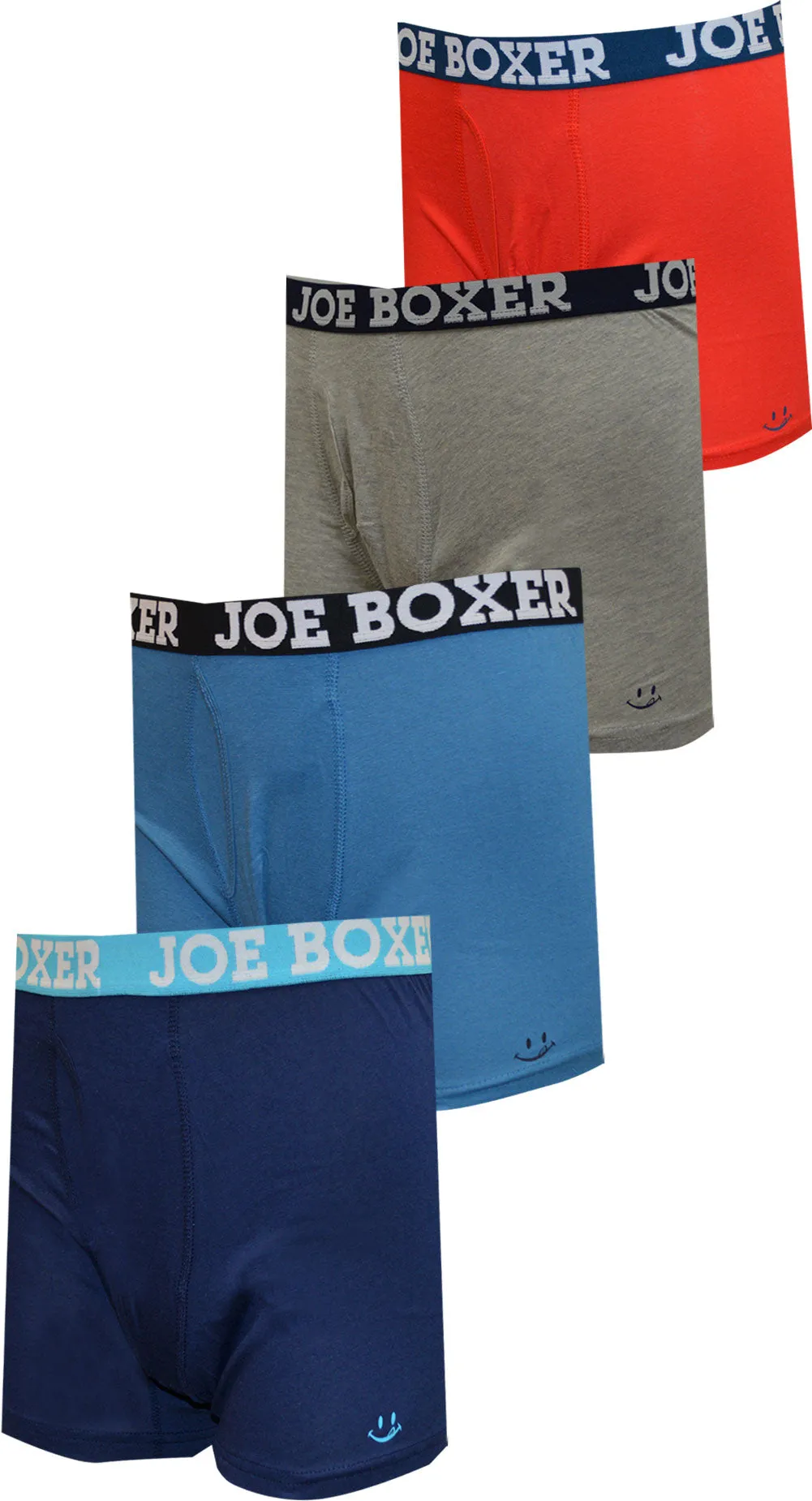 Joe Boxer Gray Red and Blue Hues Cotton 4 Pack Boxer Briefs