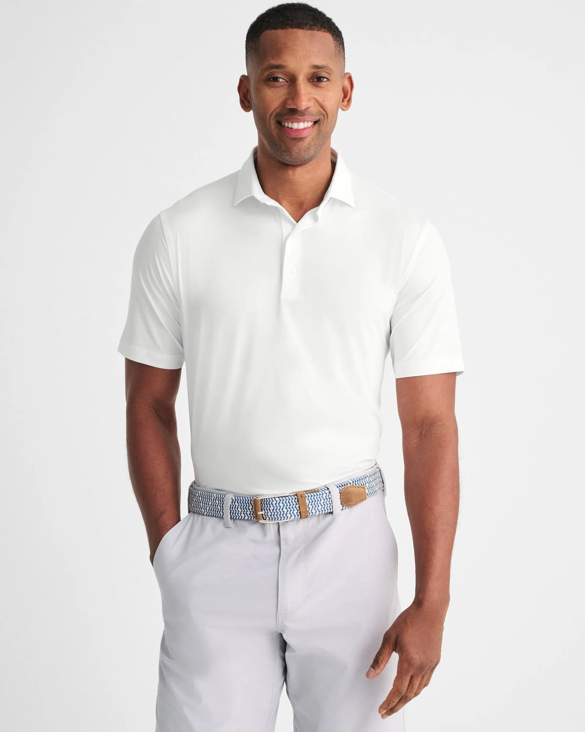 Johnnie-O Men's Huron Heathered Custom Polos, White