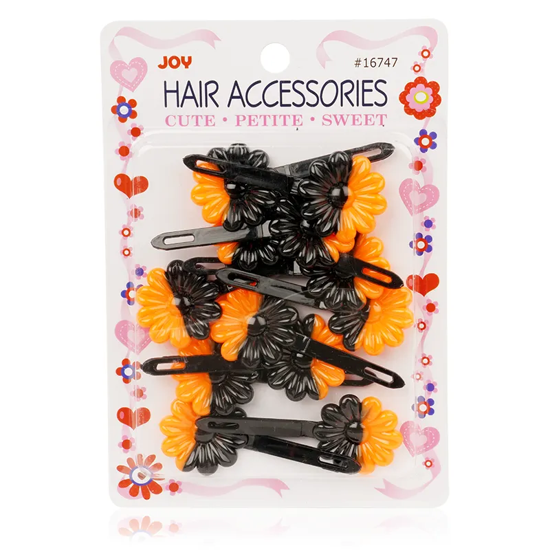 Joy Daisy Barrettes 12ct Black & Orange