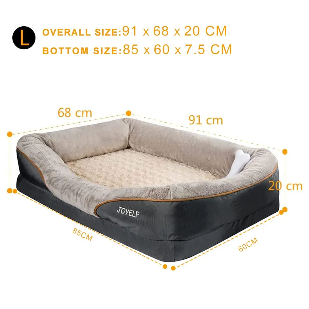 JOYELF Large Memory Foam Dog Bed, Orthopedic Dog Bed & Sofa with Removable Washable Cover and Squeaker Toy as Gift