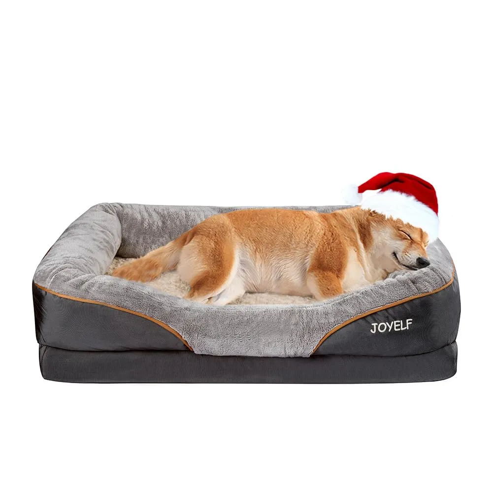 JOYELF Large Memory Foam Dog Bed, Orthopedic Dog Bed & Sofa with Removable Washable Cover and Squeaker Toy as Gift