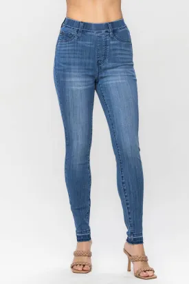 Judy Blue High Waist Release Hem Pull On Skinny Denim 88746