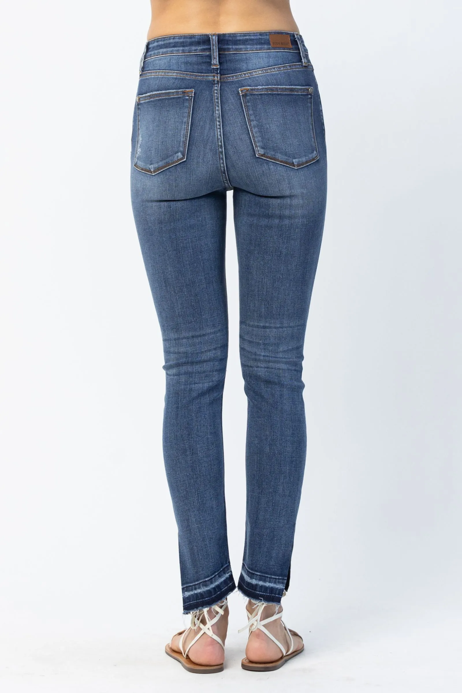 Judy Blue High Waist Released Hem & Side Slit Skinny Denim 82422