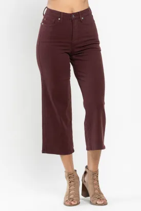 Judy Blue High Waist Tummy Control Cropped Oxblood Jeans