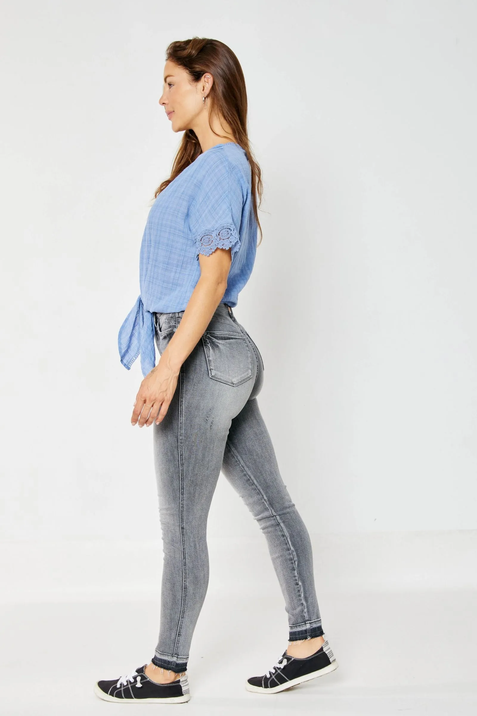 Judy Blue High Waist Tummy Control Release Hem Skinny Denim 88792