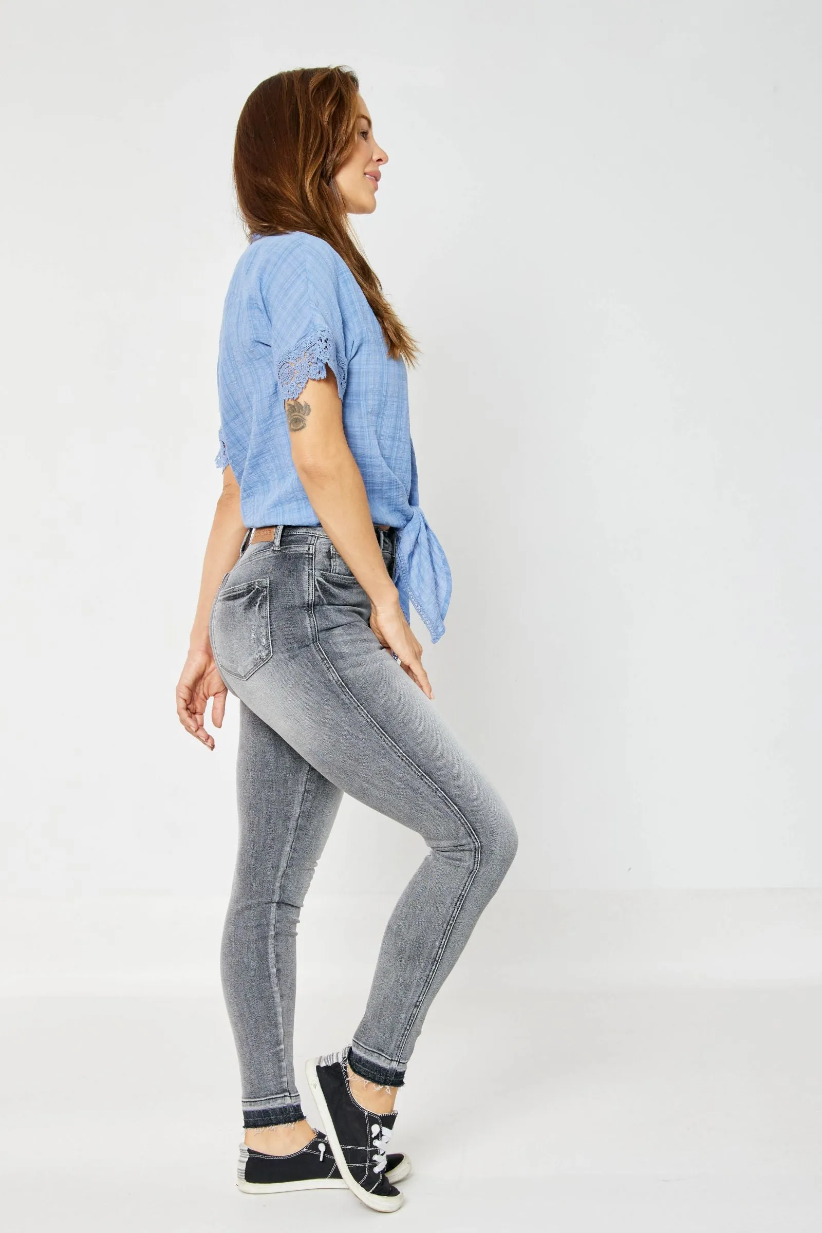 Judy Blue High Waist Tummy Control Release Hem Skinny Denim 88792