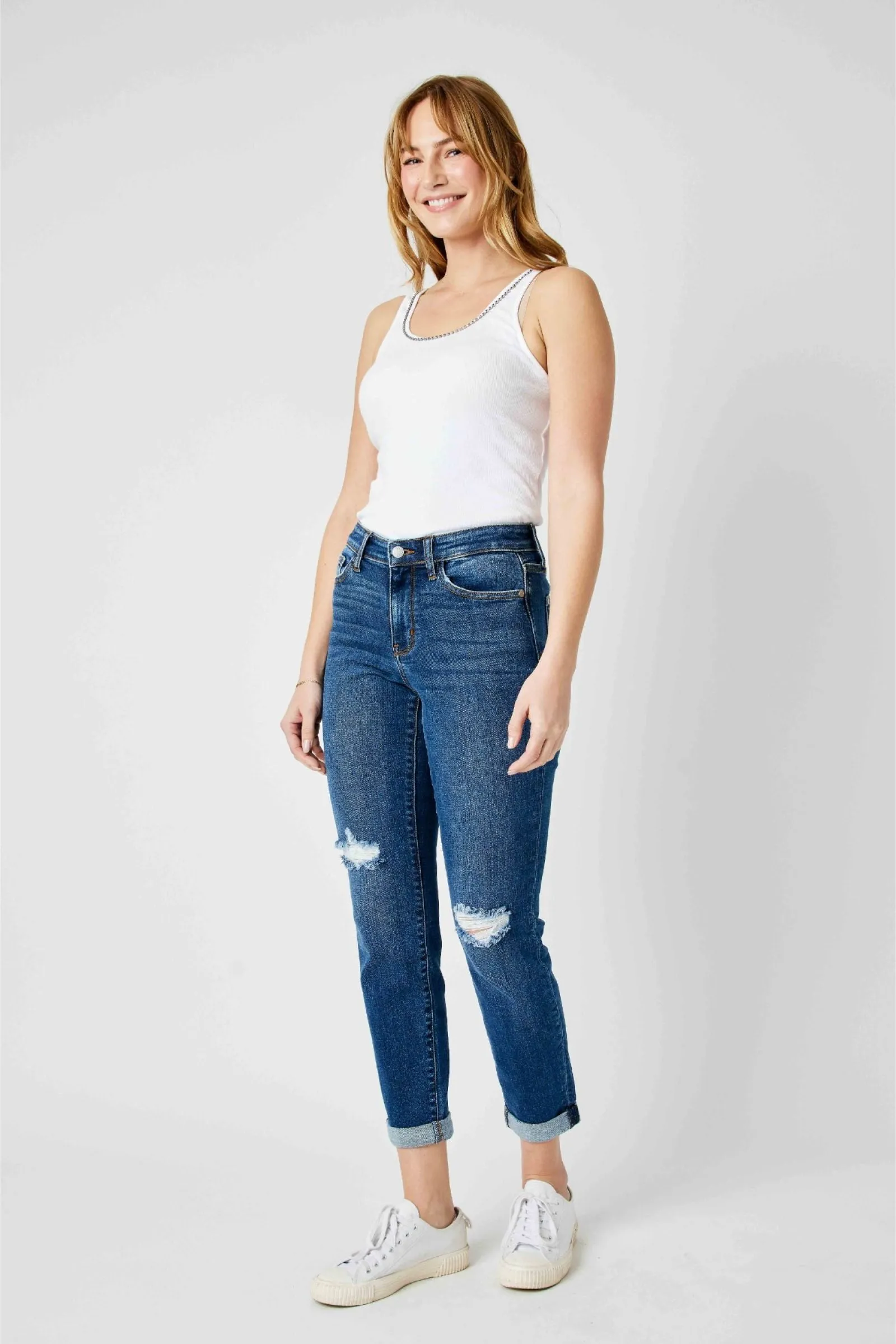 Judy Blue Mid Rise Destroy Slim Denim 82607