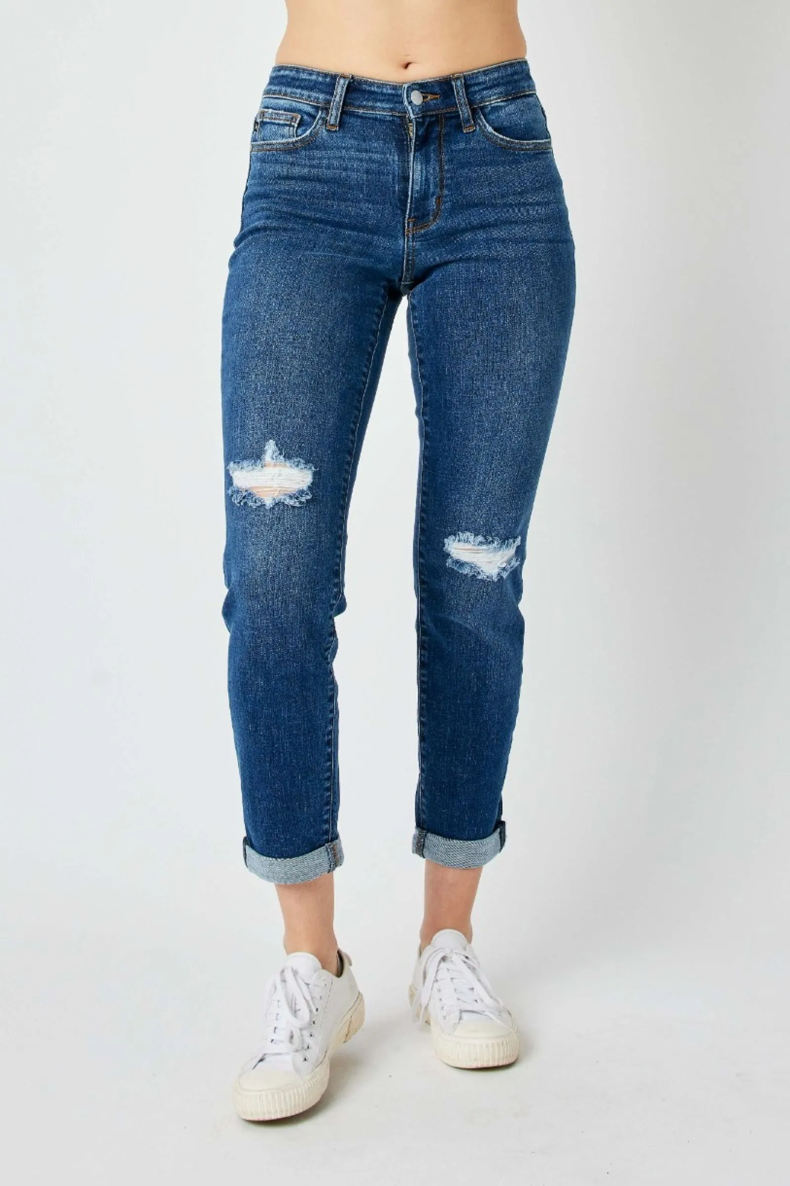 Judy Blue Mid Rise Destroy Slim Denim 82607