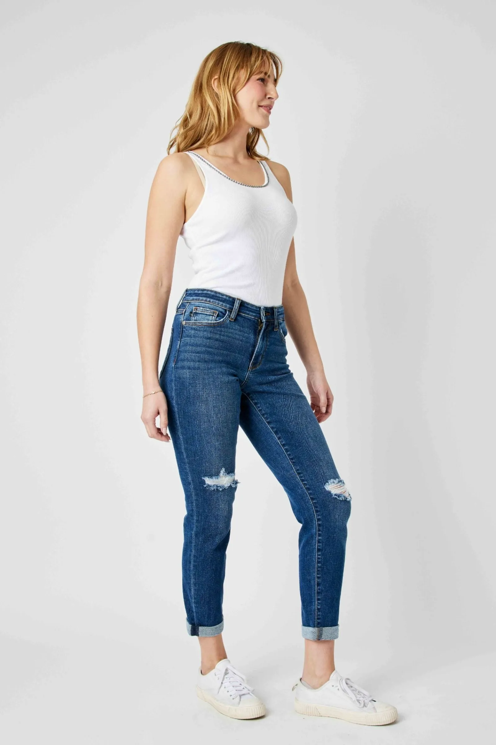 Judy Blue Mid Rise Destroy Slim Denim 82607