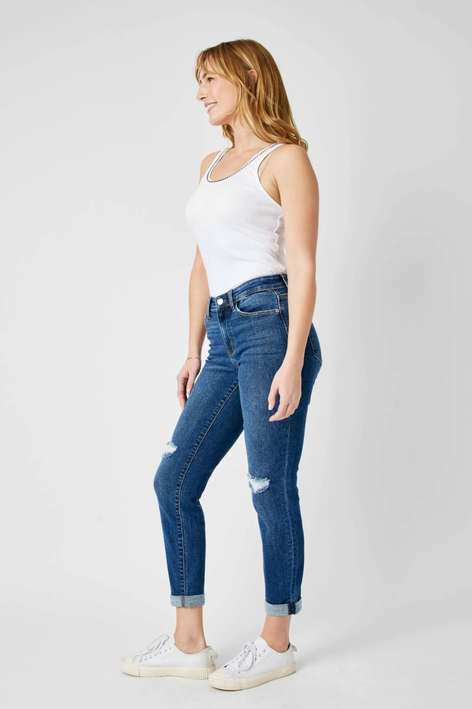 Judy Blue Mid Rise Destroy Slim Denim 82607