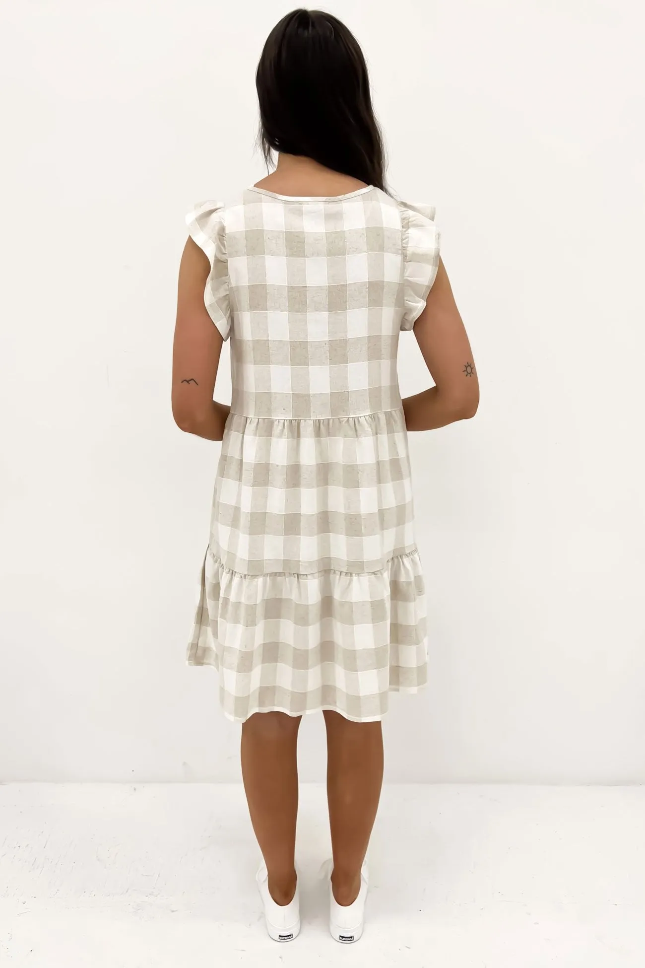 Julia Mini Dress Beige Check