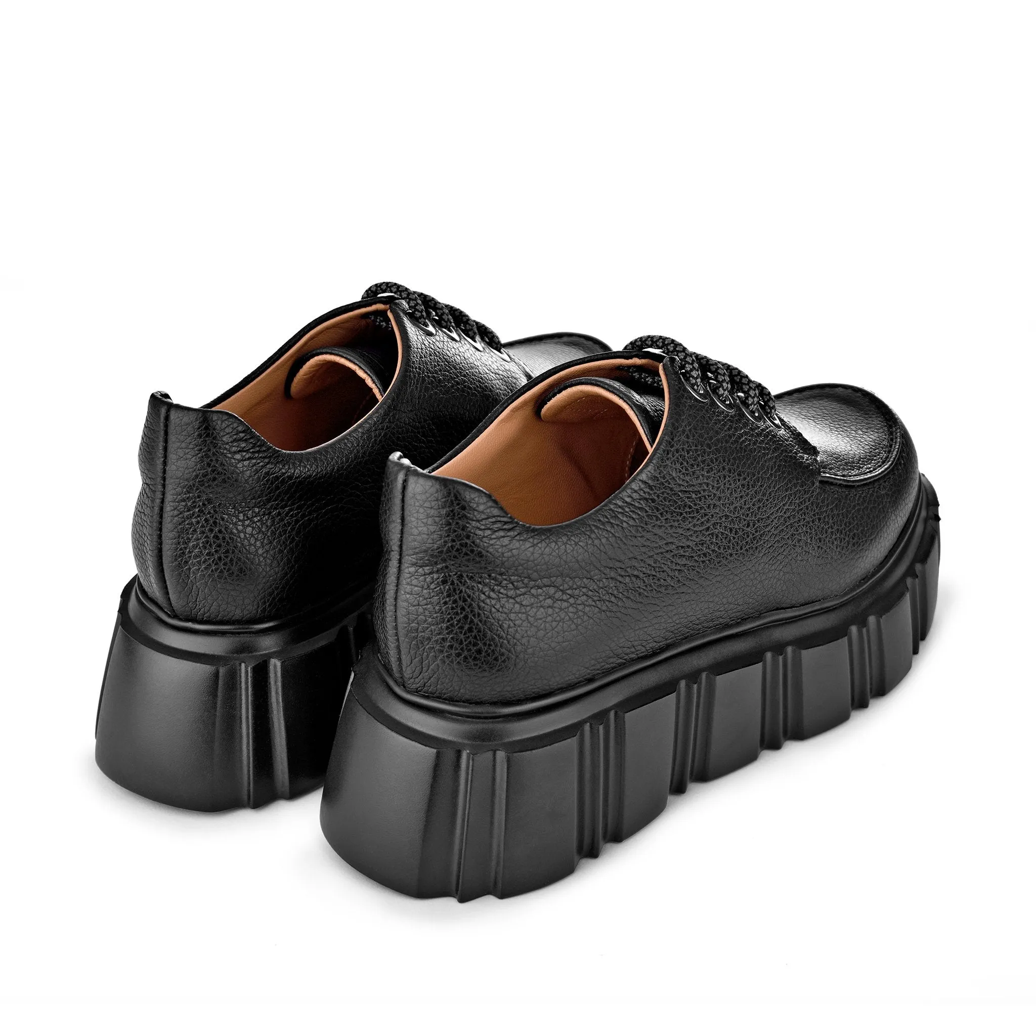 Jun Black Lace-Up Loafers