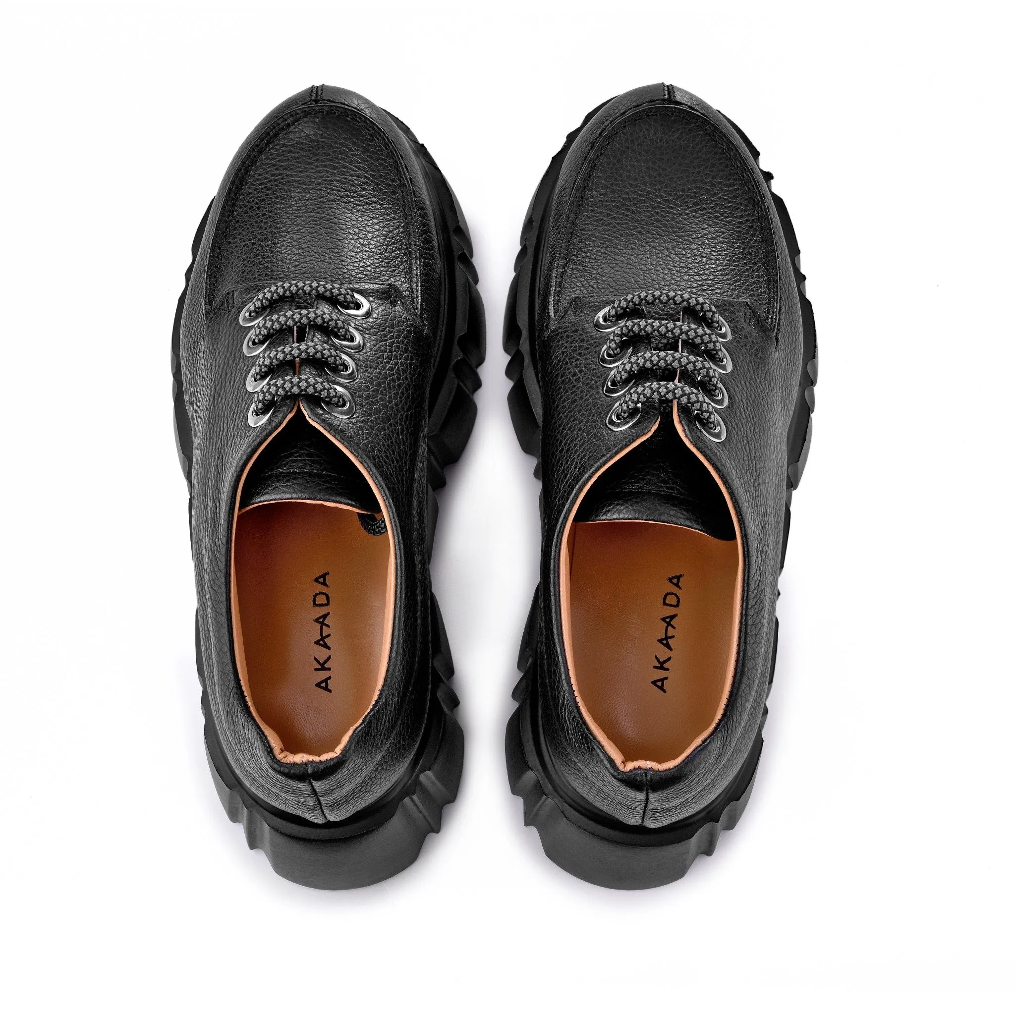 Jun Black Lace-Up Loafers