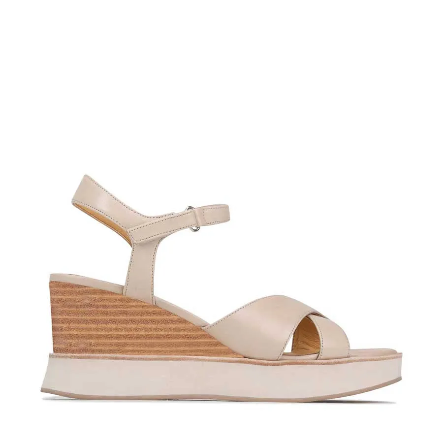 JUN LEATHER WEDGE SANDALS