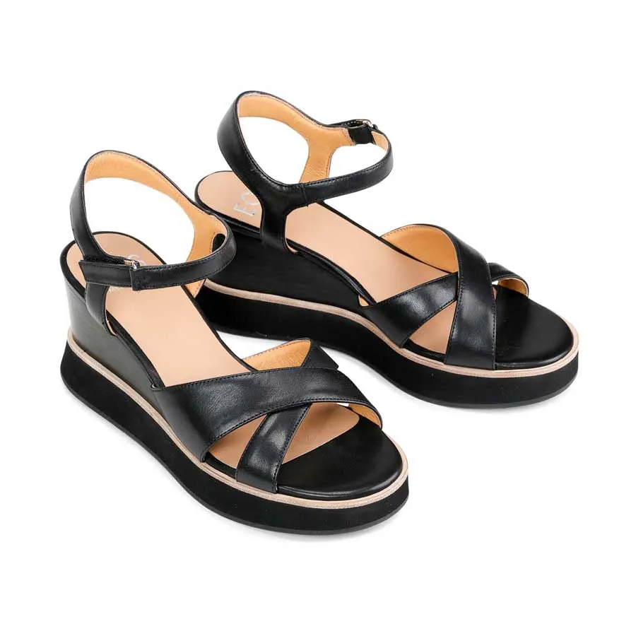 JUN LEATHER WEDGE SANDALS