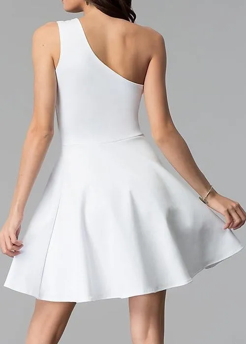 JUNIORS ONE SHOULDER DRESS WITH TEARDROP CUTOUT