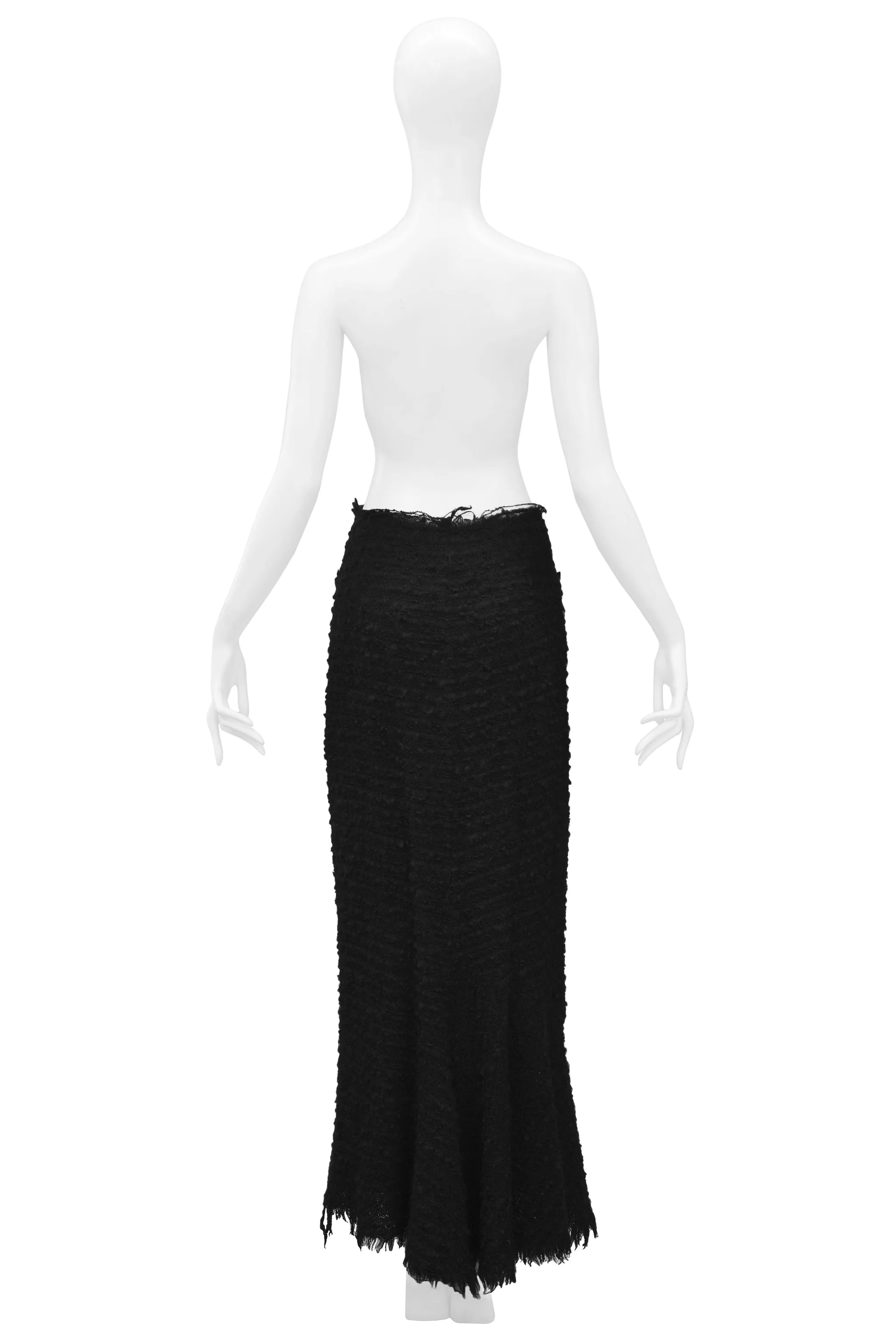 JUNYA WATANABE BLACK BOUCLE MAXI SKIRT WITH RAW EDGES 2003