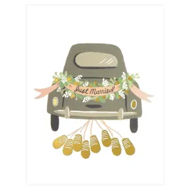 Just Married Getaway Wedding Card