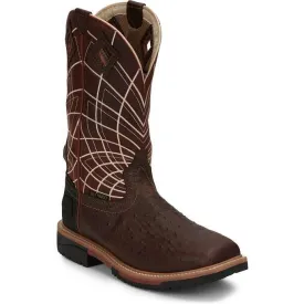 Justin Men's Derrickman 12" Comp Toe Western Work Boot -Brown- SE4835