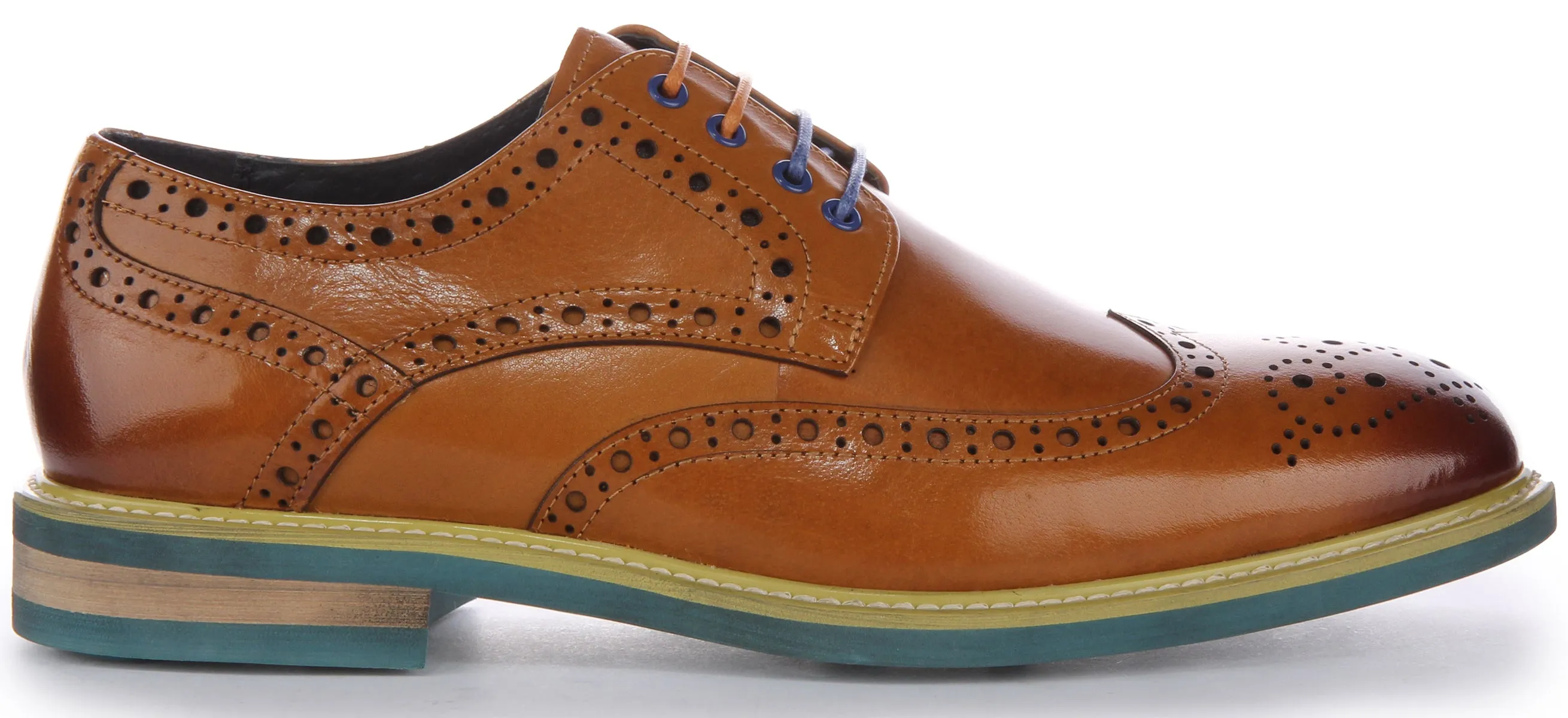 Justinreess England James In Brown Blue Brogues For Men