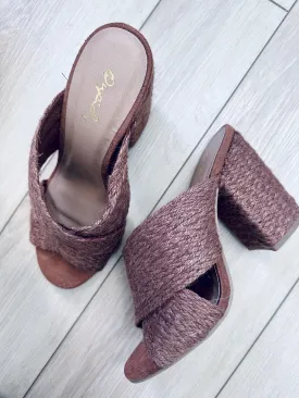 Jute Block Heel Slide